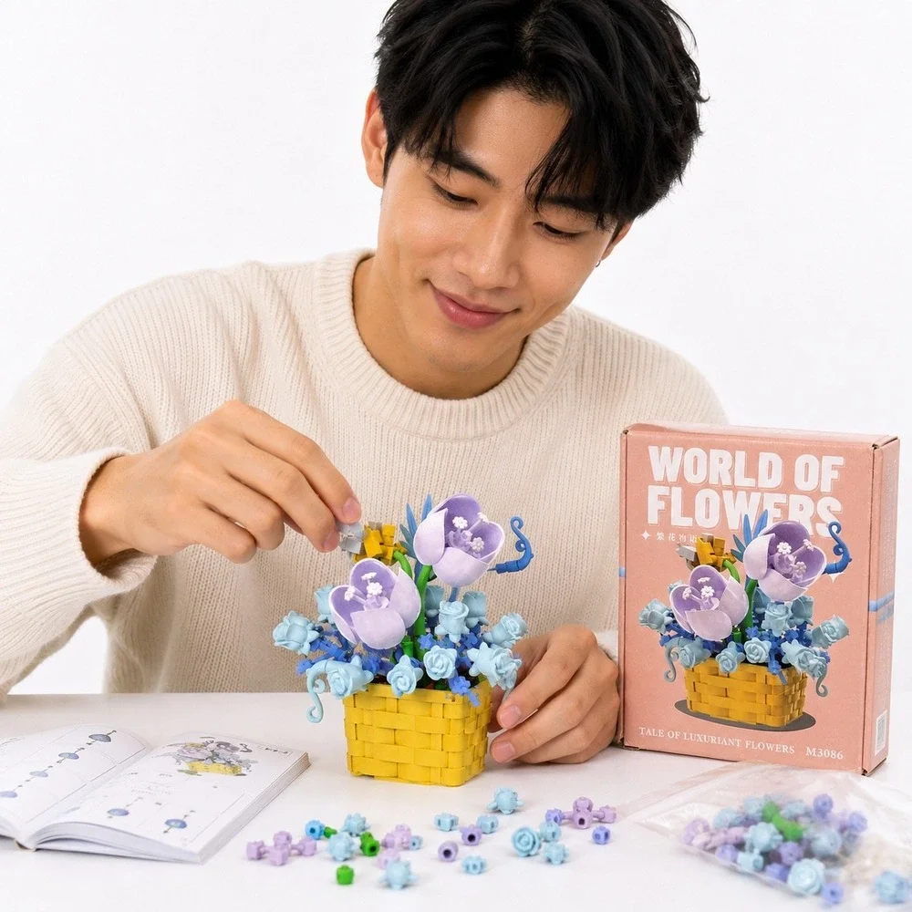 World of Flowers M3086 Blue Fairy 166pc Mini Flower Building Block Set